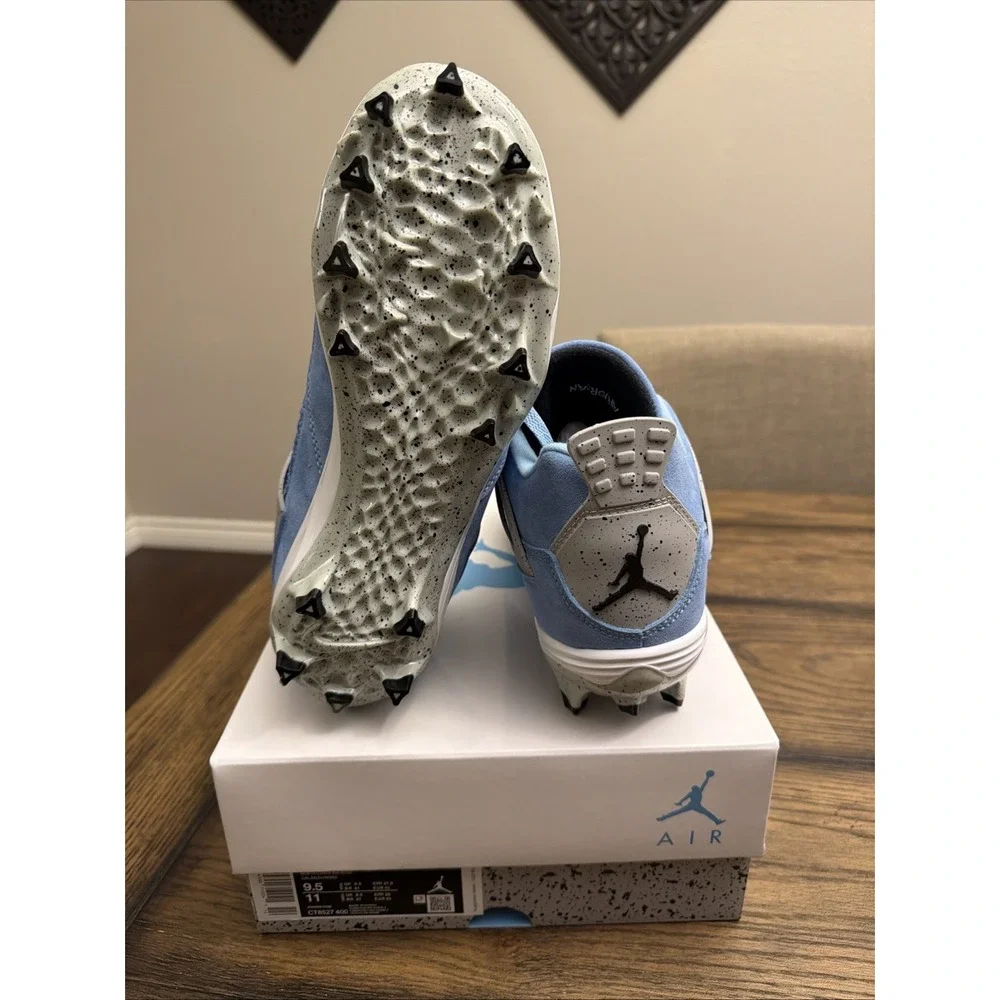 Custom Air Jordan 4 University Blue Football Cleats  Mens Size 9.5